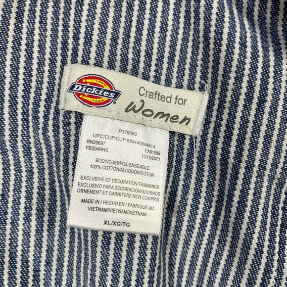 Dickies Blue Hickory Stripe Overalls Women XL Shortalls Carpenter Bibs FB204RHS - Picture 4 of 8